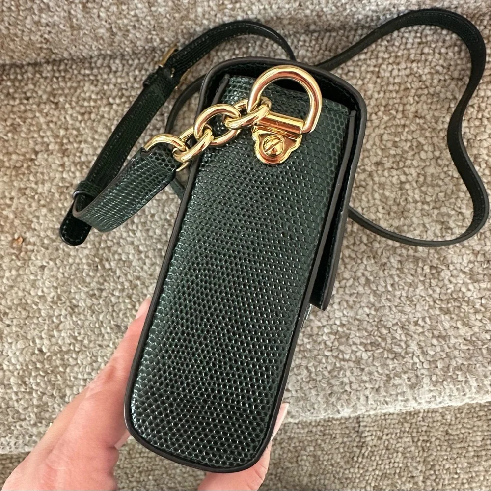 Dolce & Gabbana Forest Green Lizard Embossed Leather DG Millennials Shoulder Bag